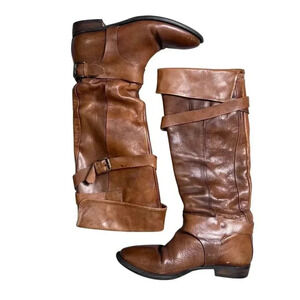Francesco Morichetti Women's Brown Leather Riding Boots Size EU 37